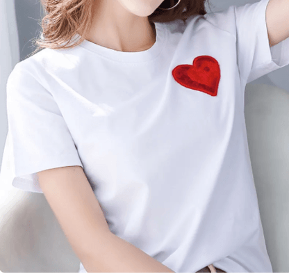 Red Heart T-Shirt - 100% Cotton - Love T-shirt - VERACOX