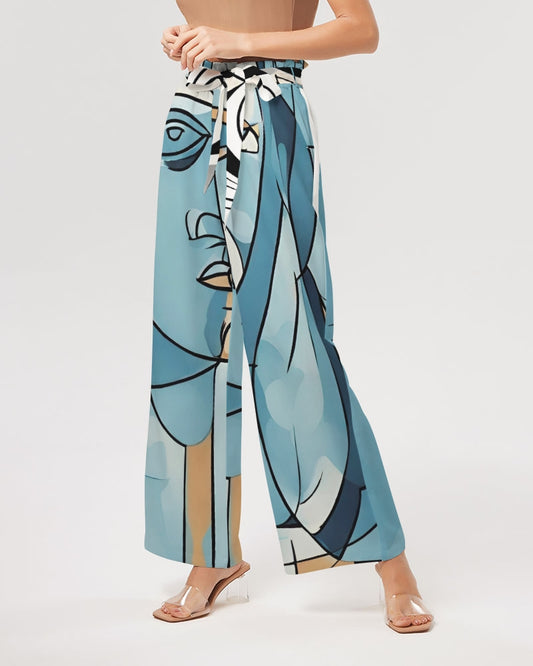 Face Lines - Γυναικείο φαρδύ παντελόνι με στάμπα Vera Cox