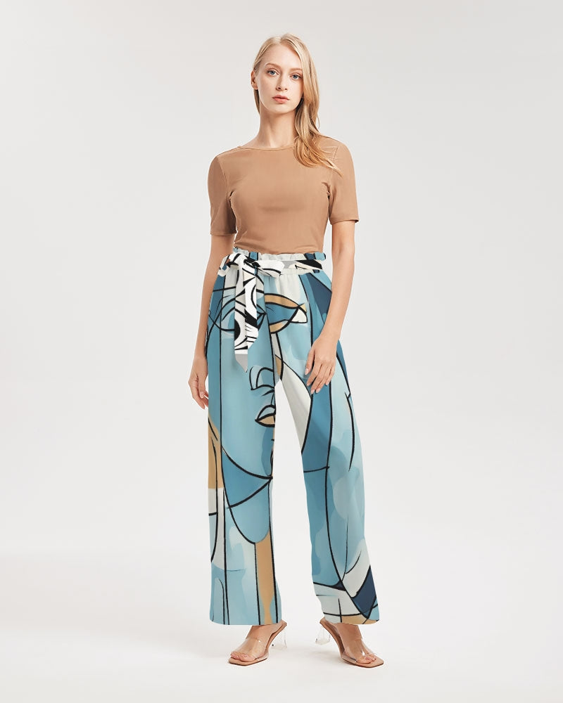 Face Lines - Vera Cox Women's All-Over Print High-Rise Wide Leg Pants
