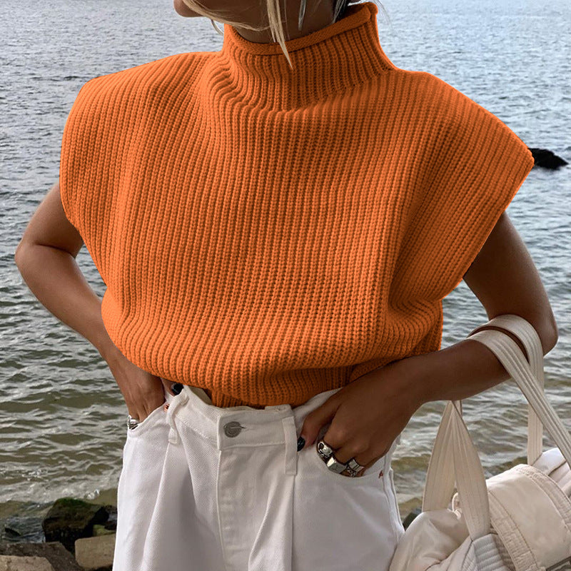 Women's Turtleneck Short-Sleeve Sweater - Stylish Seasonal Essential
