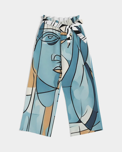 Face Lines - Vera Cox Women's All-Over Print High-Rise Wide Leg Pants