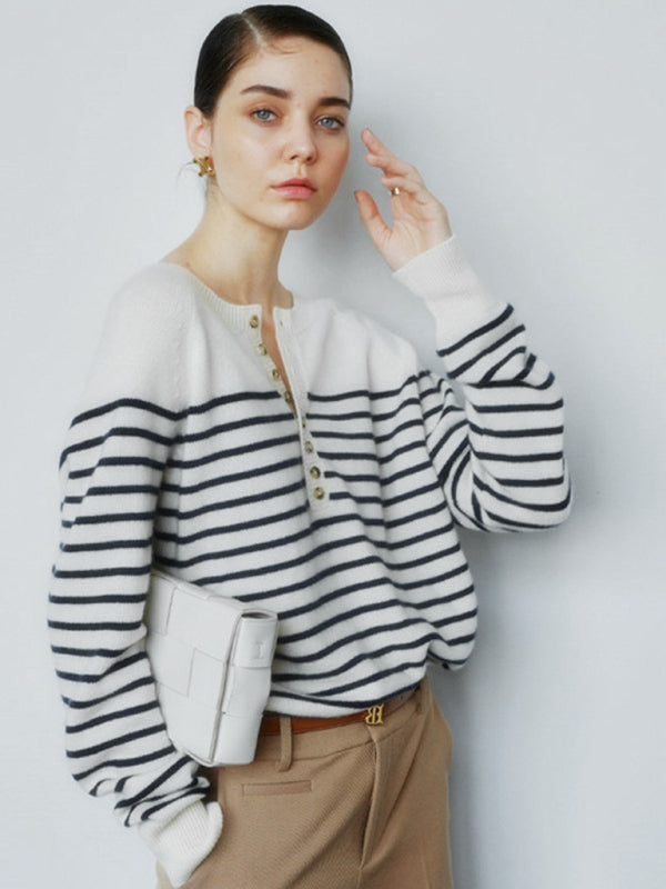 Wool Stripe RaglanSweater